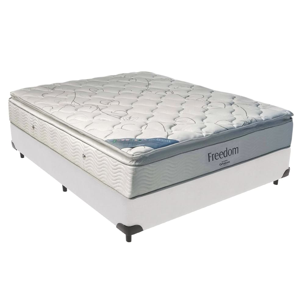 Cama Box Casal e Colchão Freedom Ortobom D33