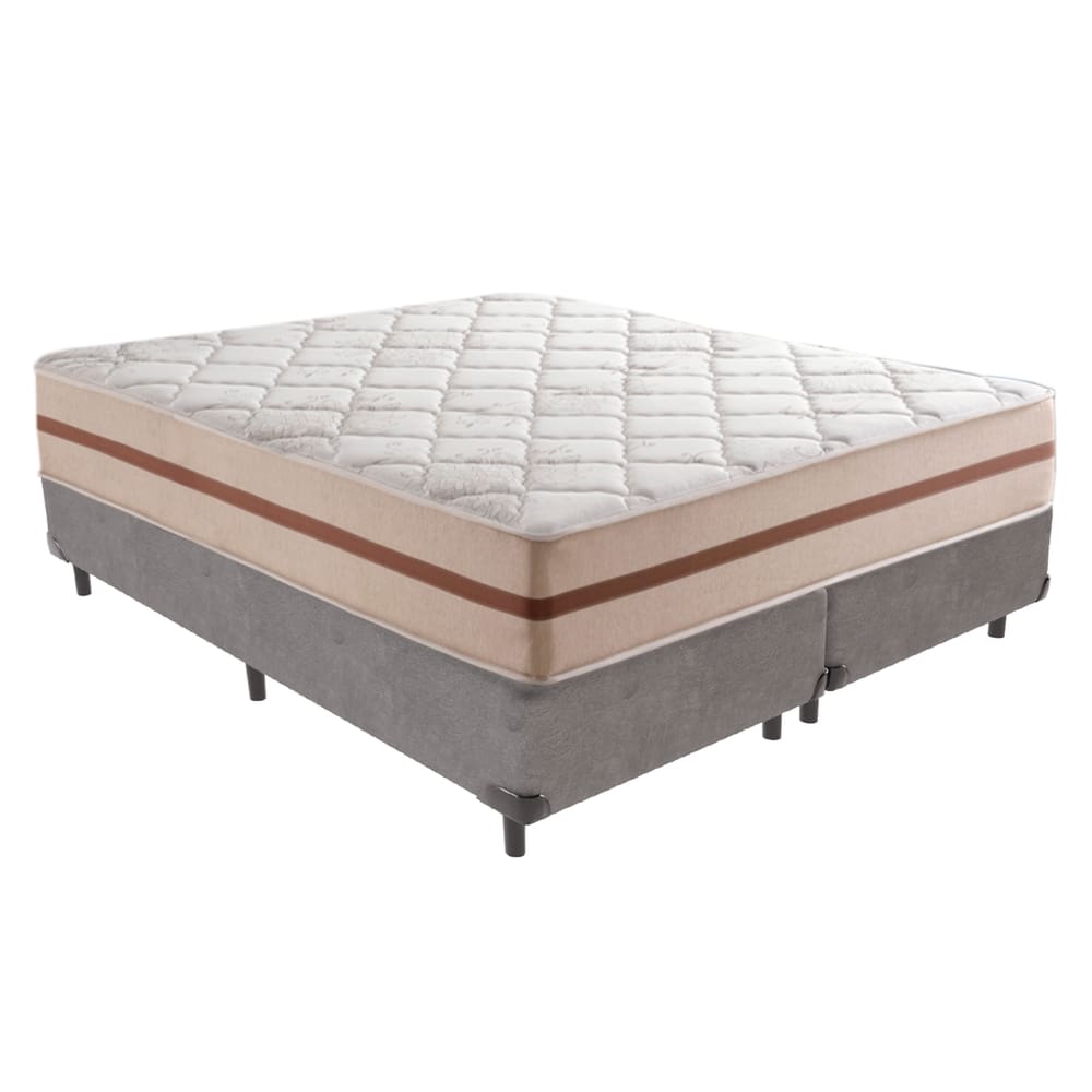 Cama Box Cinza e Colchão Queen Classic Anjos