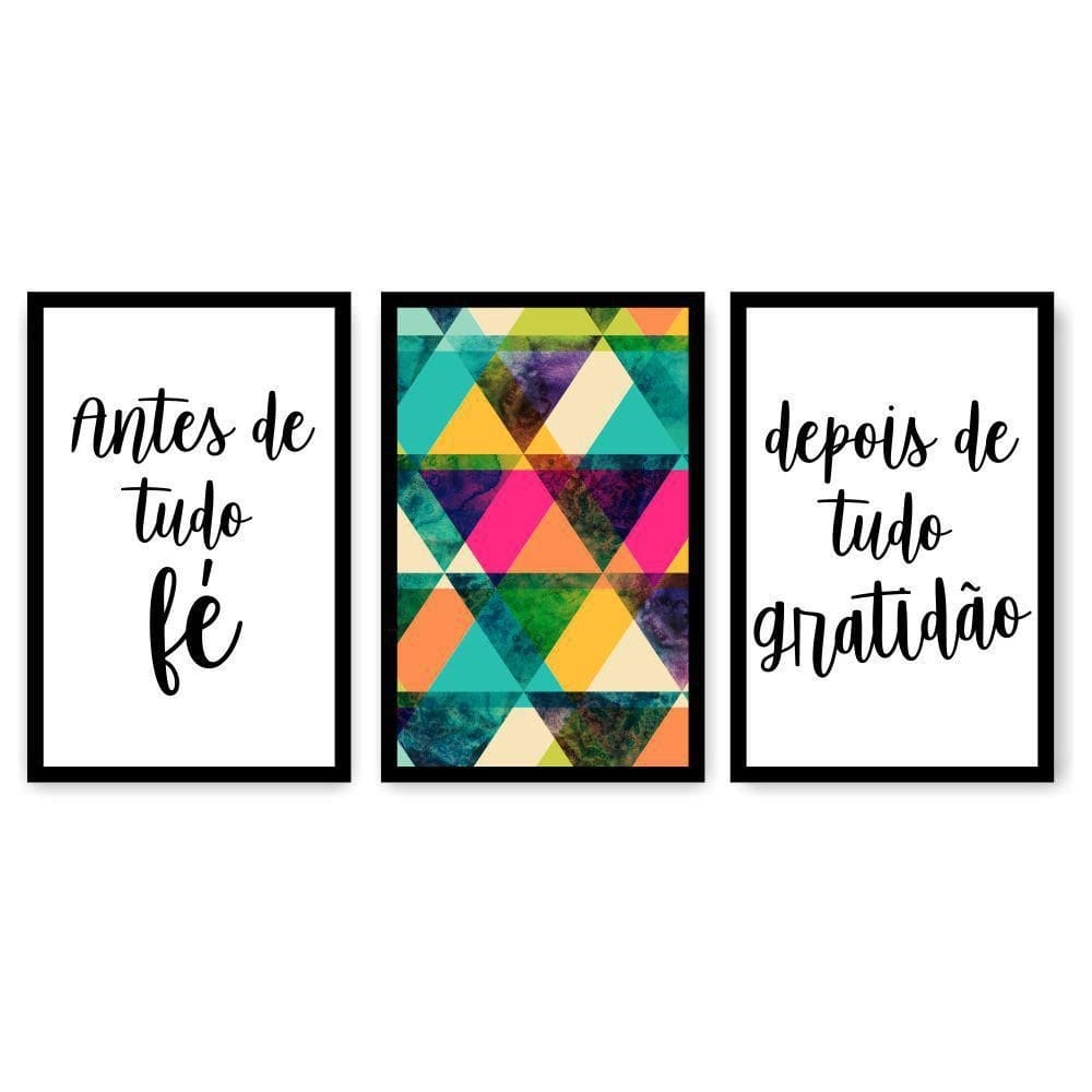Quadro decorativo fé gratidão 115x57 sala quarto