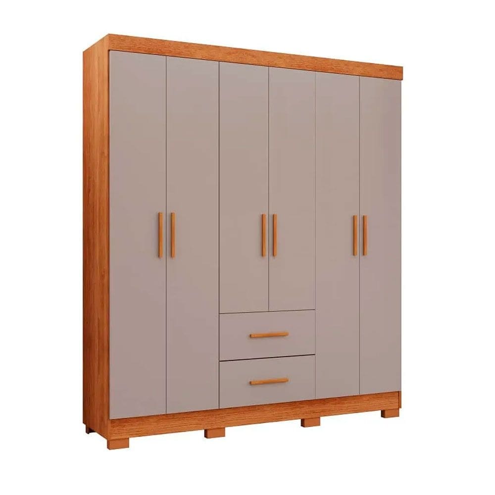 Guarda Roupa Estrela Premium 6 Portas 2 Gavetas Com Pés Salleto
