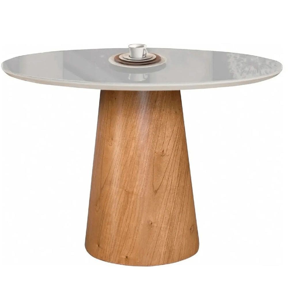 Mesa de Jantar Cone Tampo Laqueado Com Vidro 108cm Facilita Decor