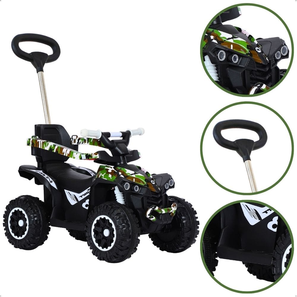 Carrinho Bebe empurrador com aro de proteção Cor Verde Militar Camuflado Uni Toys
