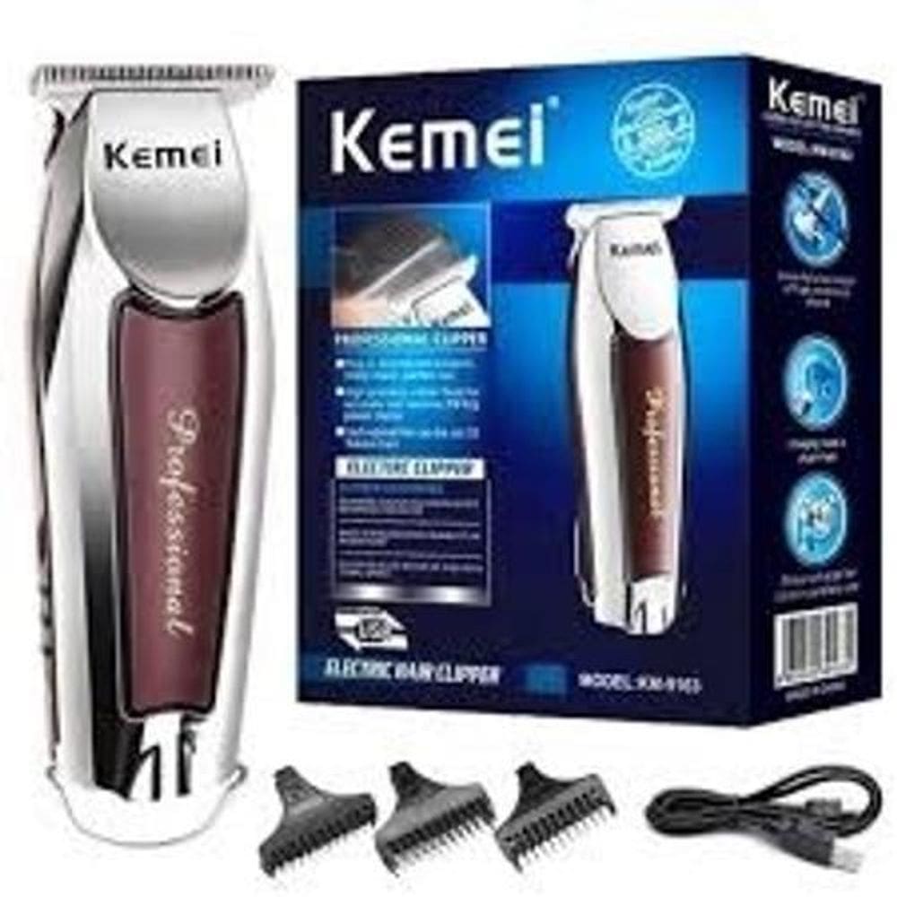 Maquina acabamento kemei cabelo barba kemei km-9163 -bivolt