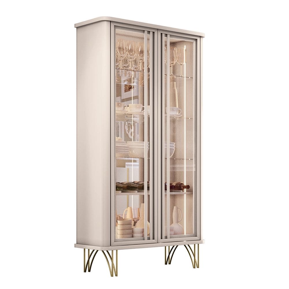 Cristaleira para Sala de Jantar H01 Lotus Off White Clique Chique