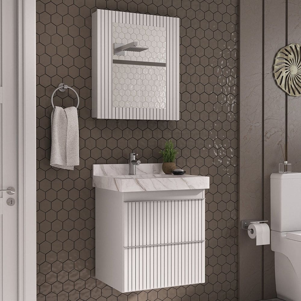 Gabinete para Banheiro Suspenso Ripy 60cm sem Lavatório Branco