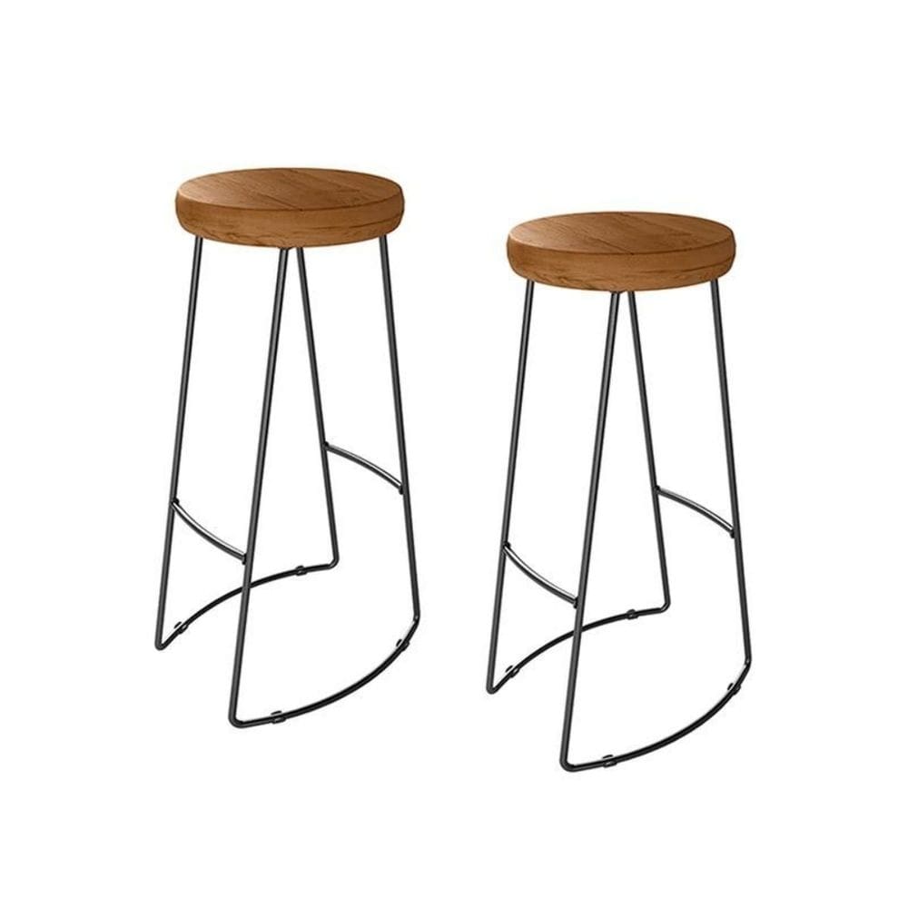 Kit 2 Banquetas Decorativas Industrial Aurora Peroba Preto