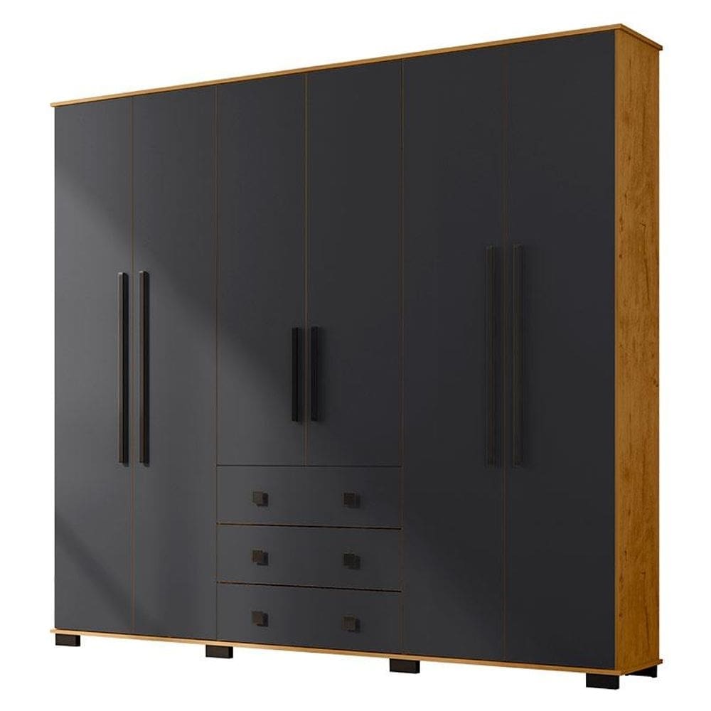 Guarda Roupa Casal B23063 Freijó Carbono - Araplac