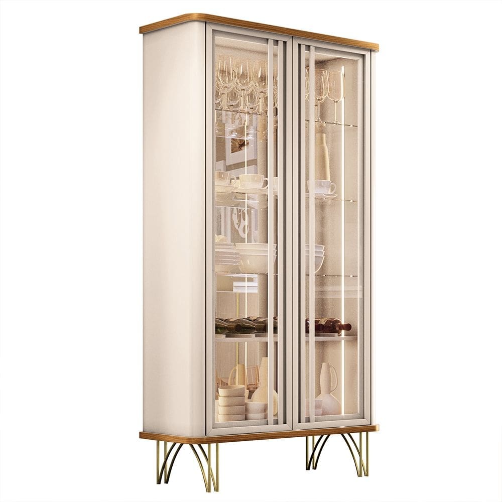 Cristaleira para Sala de Jantar Lotus H01 Off White - Cinamomo Clique Chique