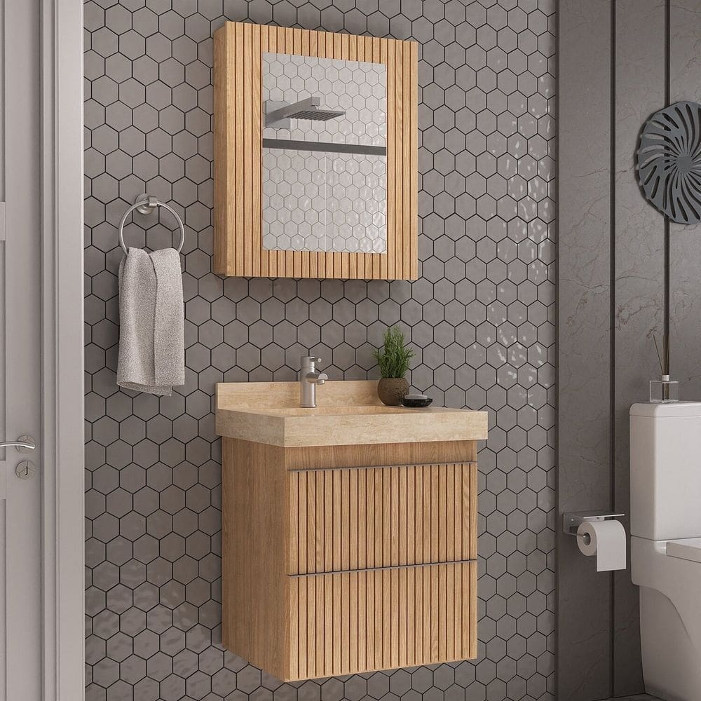 Gabinete para Banheiro Suspenso Ripy 60cm sem Lavatório Wood