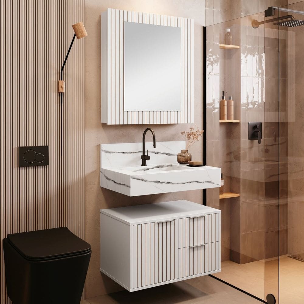 Armário para Banheiro Suspenso Ripy 60cm Branco
