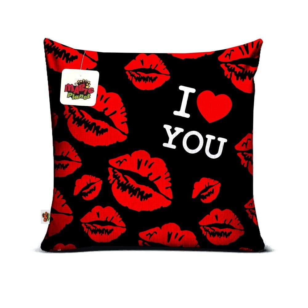 Almofada 40x40 Eu Te Amo Kiss Black Presente Dia dos Namorados