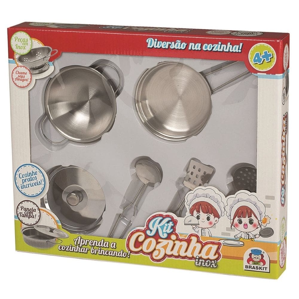 Jogo De Cozinha Infantil Panelas Forminhas Inox Brinquedo