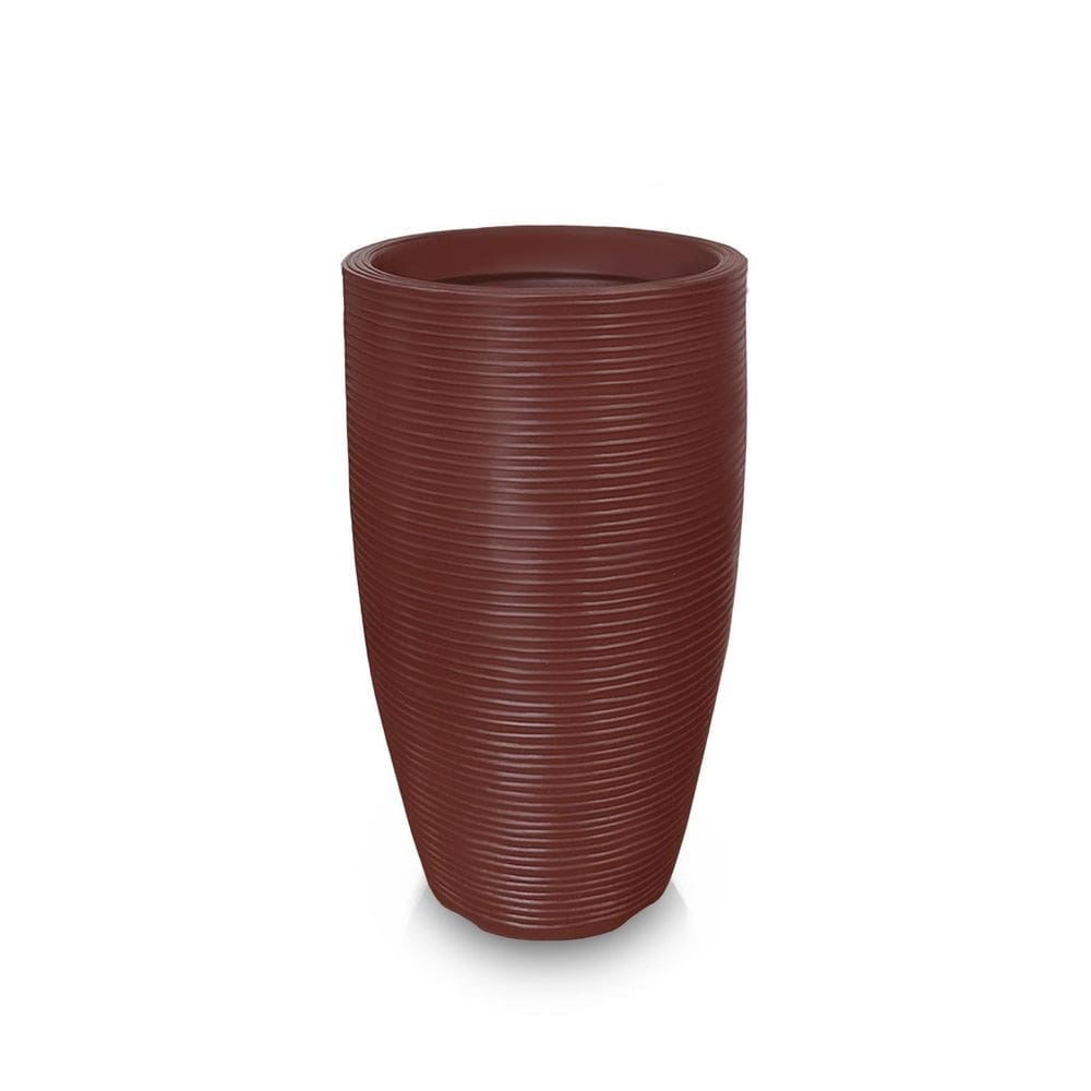 Vaso De Planta 60X38 Redondo Pilão De Polietileno Chocolate