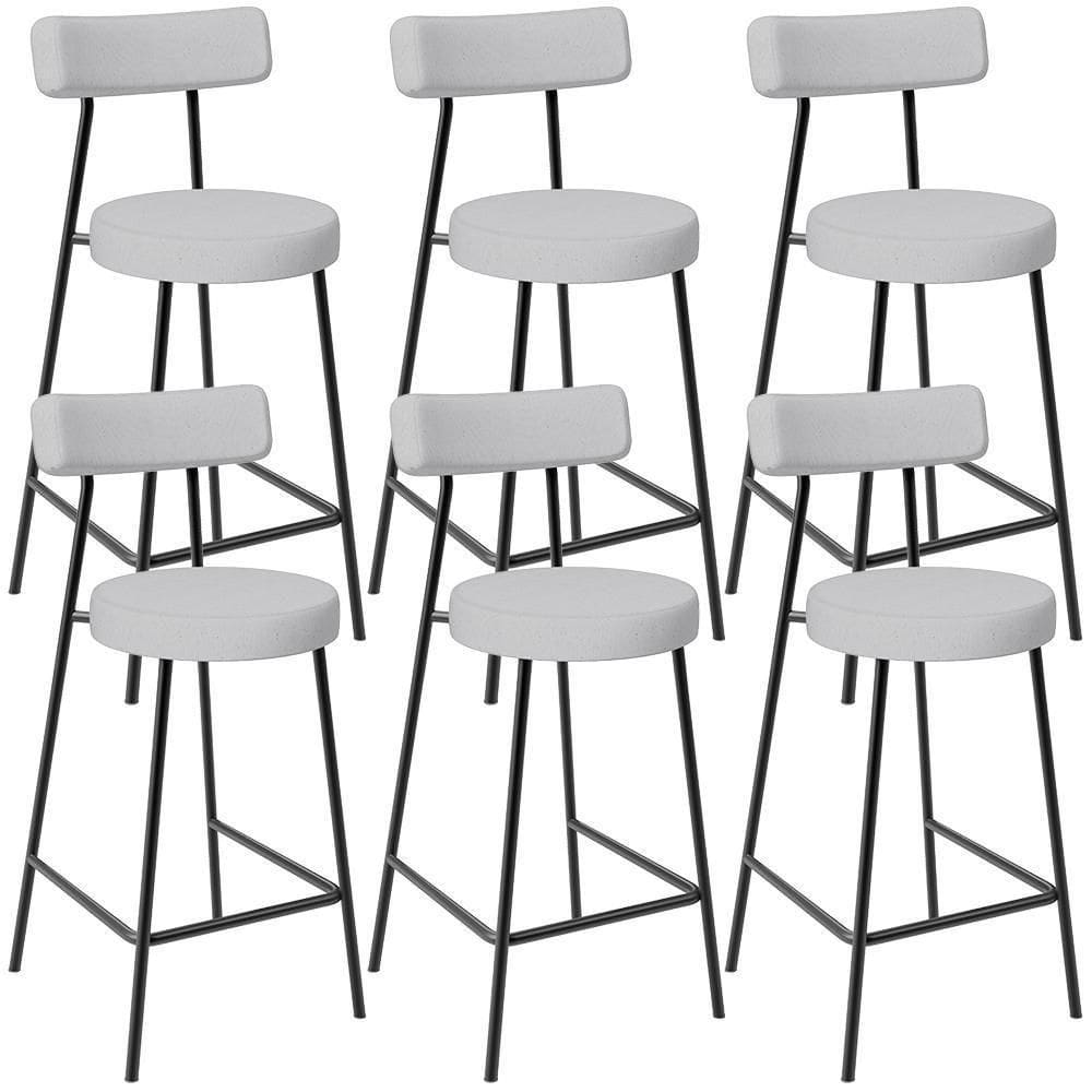 Kit 06 Banquetas Baixa Para Cozinha Sala De Jantar Bancada Milão L02 Linho Cinza