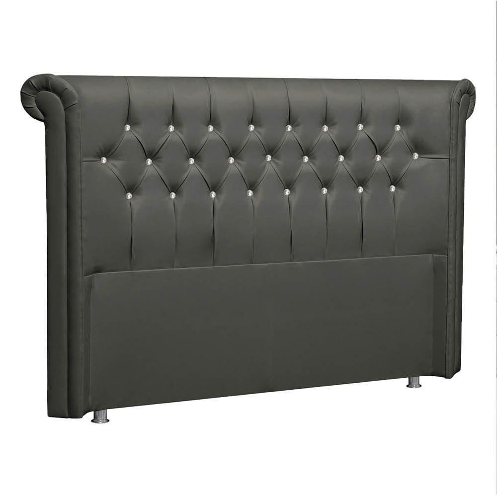 Cabeceira Casal Brescia P04 140 Cm Suede Cinza Escuro