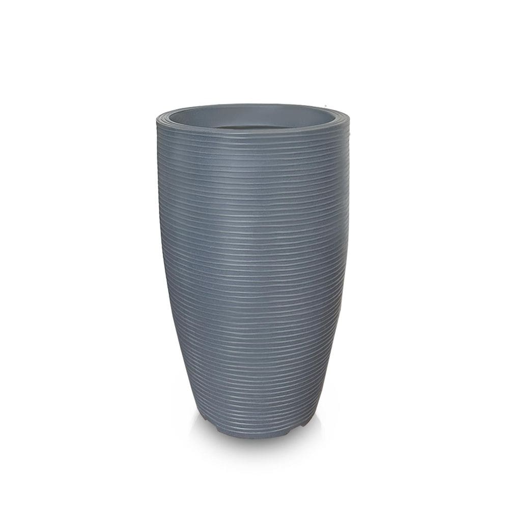 Vaso De Planta 60X38 Redondo Pilão Polietileno Cinza Escuro