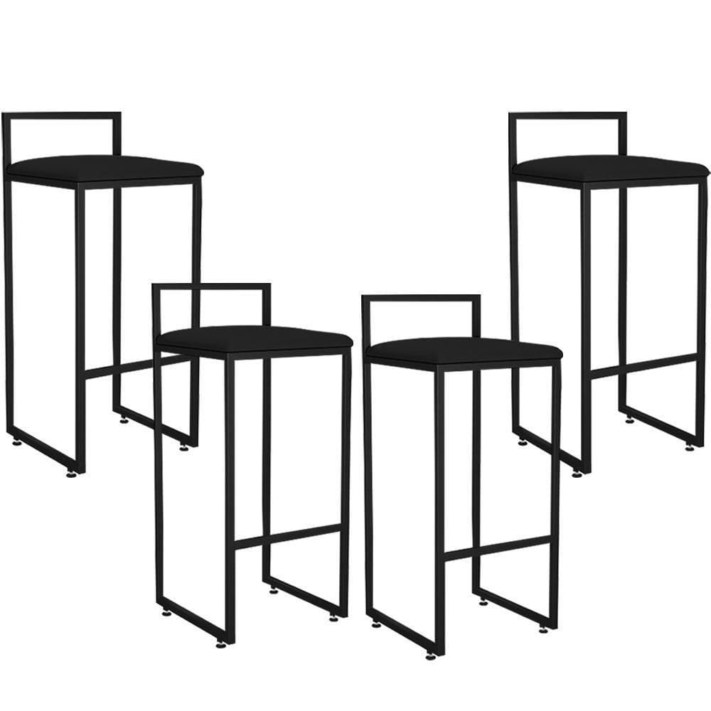 Kit 04 Banquetas Alta Para Cozinha L02 Preto