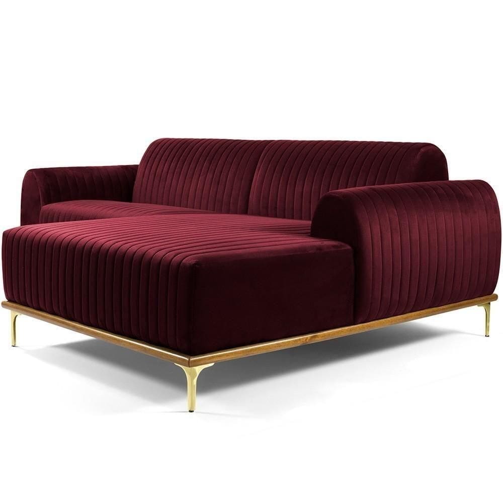 Sofá 3 Lugares Com Chaise Molino 230 Cm Marsala C-278
