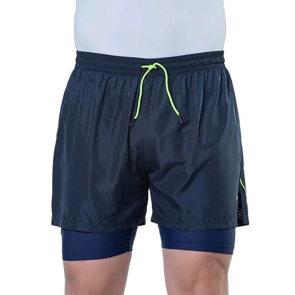 Short Duplo Elite Masculino Running 31494 Esporte Treino