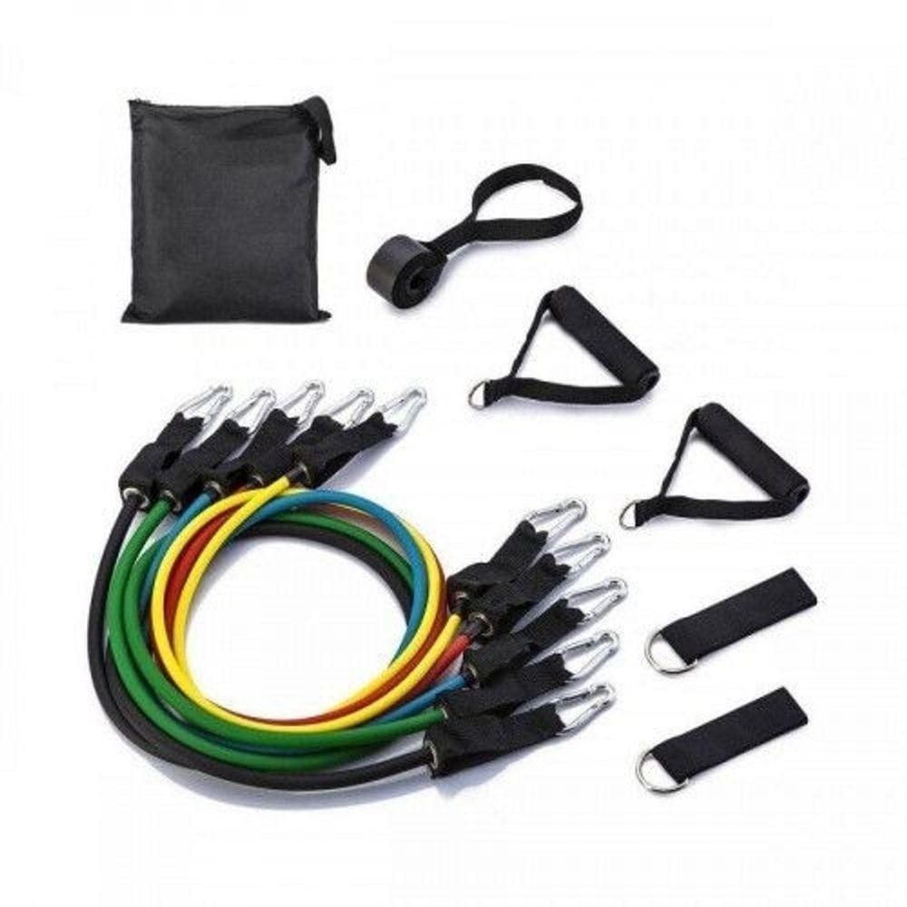 Kit 11Kit Power Tube Elástico Musculação Crossfit Pilates Yoga Fitness