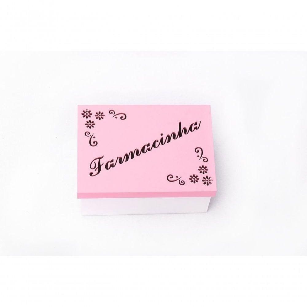 Kit Com 12un De Caixa Personalizada Farmacinha 100% Mdf (17x12x08) Rosa/branco