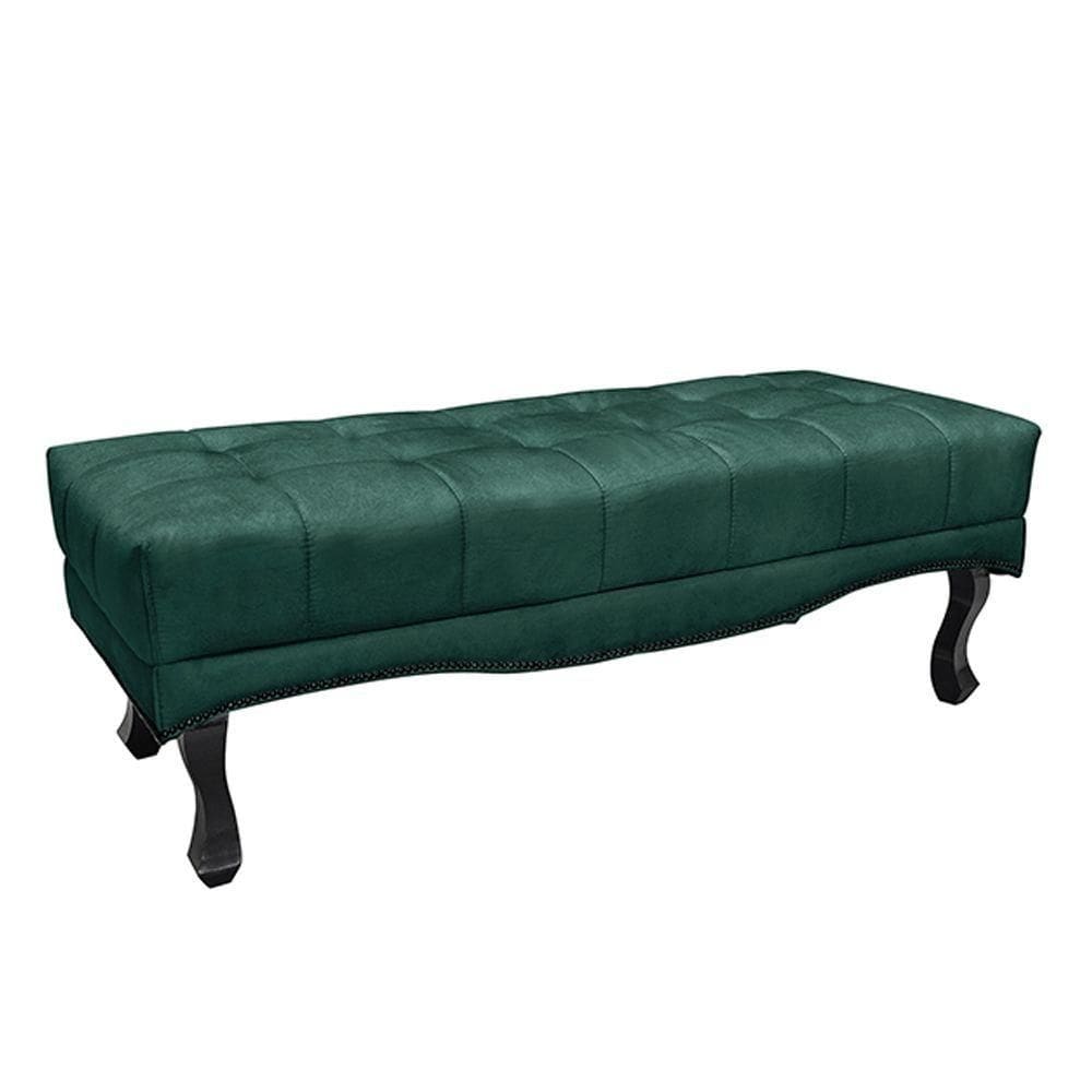 Recamier 160cm Loewe Veludo Pés De Madeira Verde Floresta