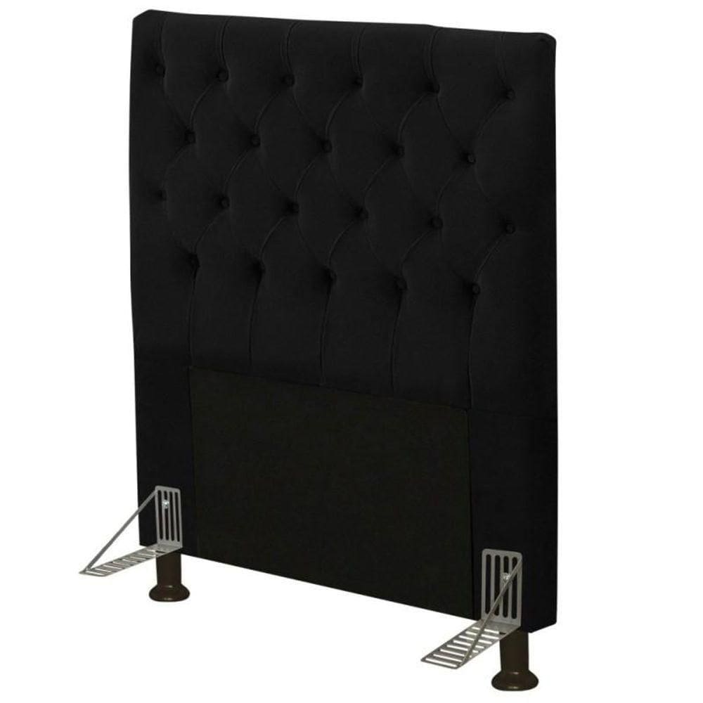 Cabeceira Solteiro 90Cm Cristal Suede Preto