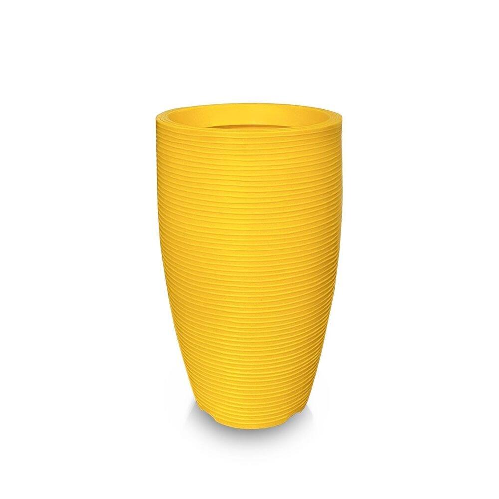Vaso De Planta 60X38 Redondo Pilão De Polietileno Amarelo