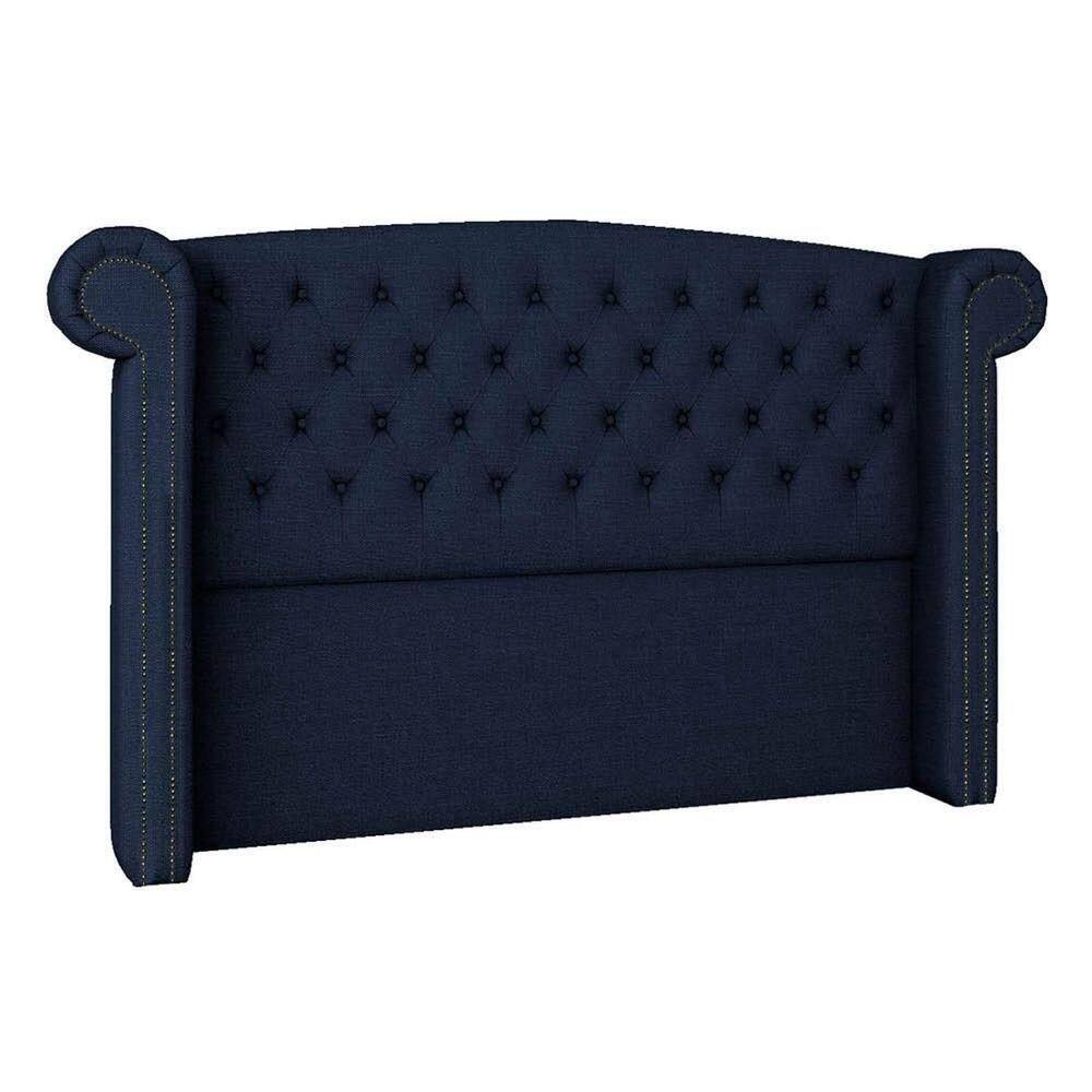 Cabeceira Queen Lyon P04 160 Cm Suede Azul Marinho