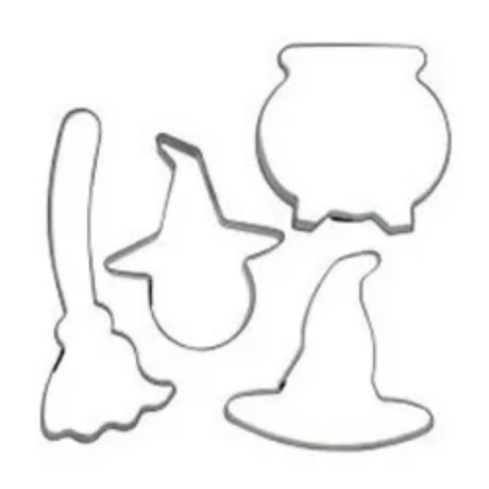 Kit Cortador Halloween - Bruxa + Vassoura C/ 4 Peças Em Inox