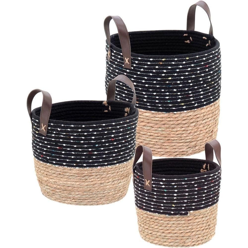 Kigali Cesta Fibra Preto 3Pç