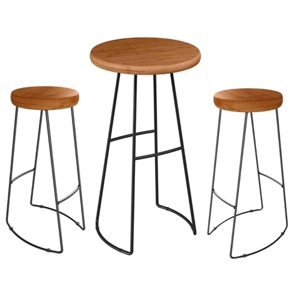 Mesa Bistrô Com 2 Banquetas Deativas Aurora Peroba Preto