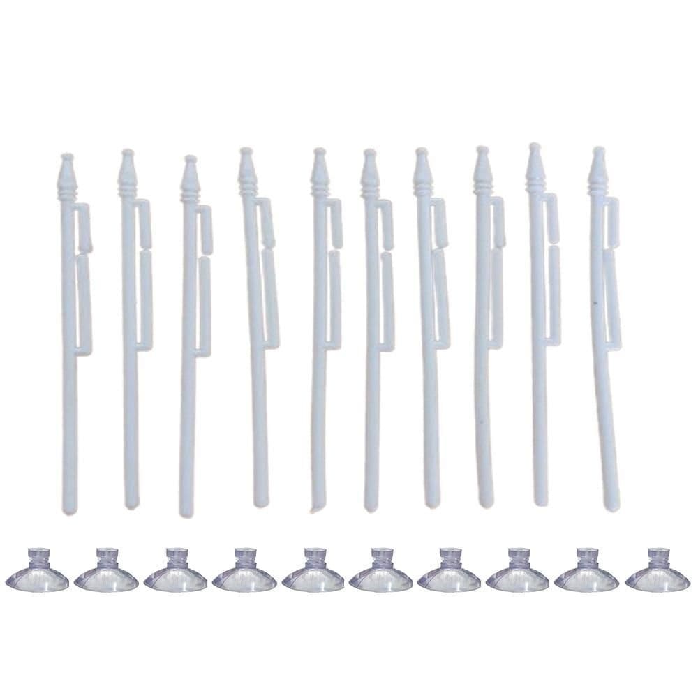 Kit 40 Mini Haste Suporte Branco P/Bandeira Brasil C/Ventosa