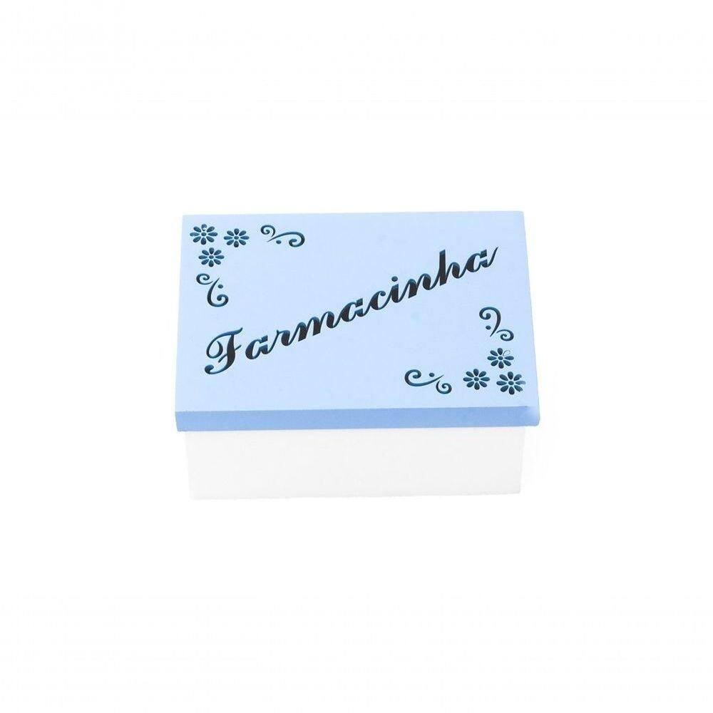 Kit Com 12un De Caixa Personalizada Farmacinha 100% Mdf (17x12x08) Azul/branco