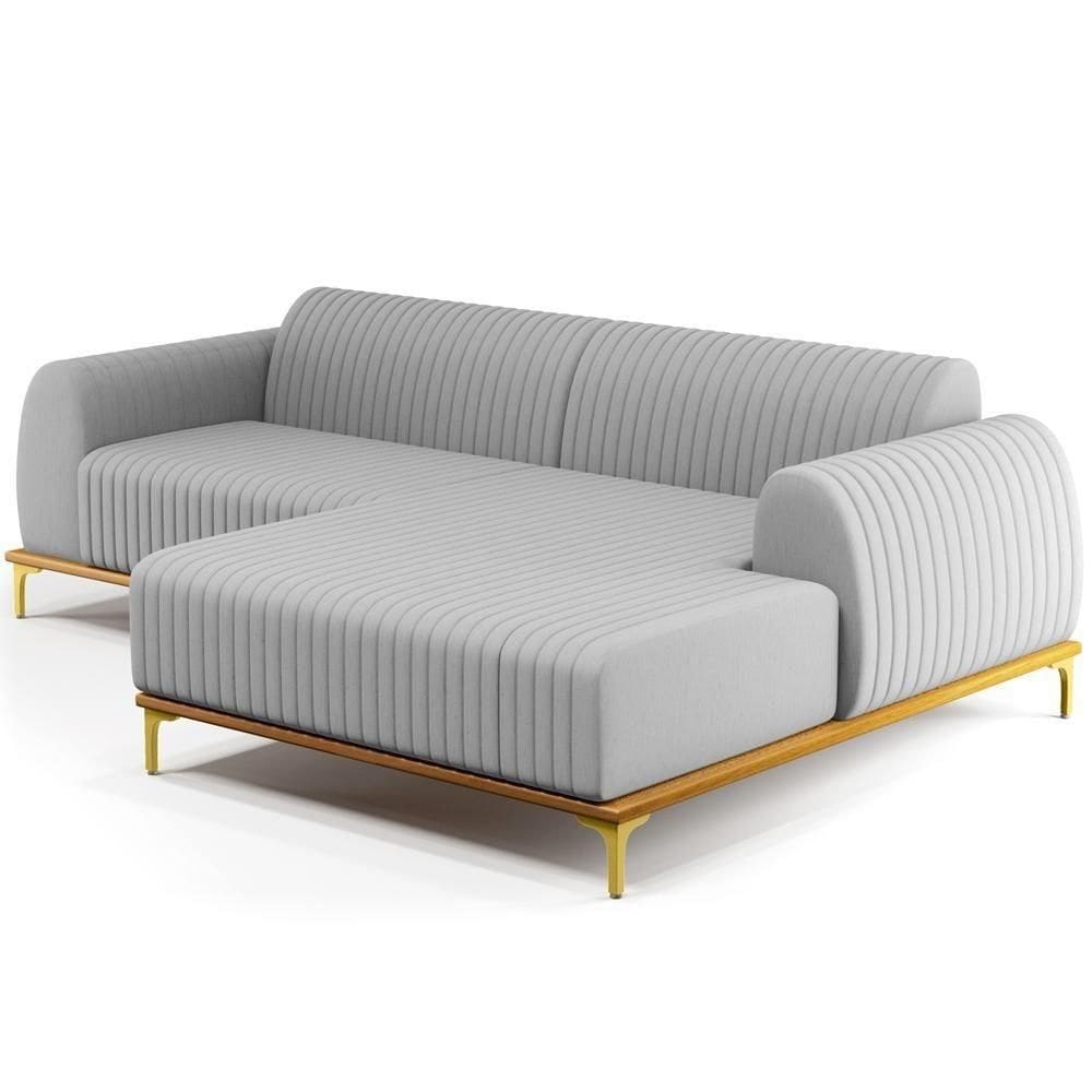 Sofá 3 Lugares Com Chaise De Estar Molino 245cm Cinza D-315