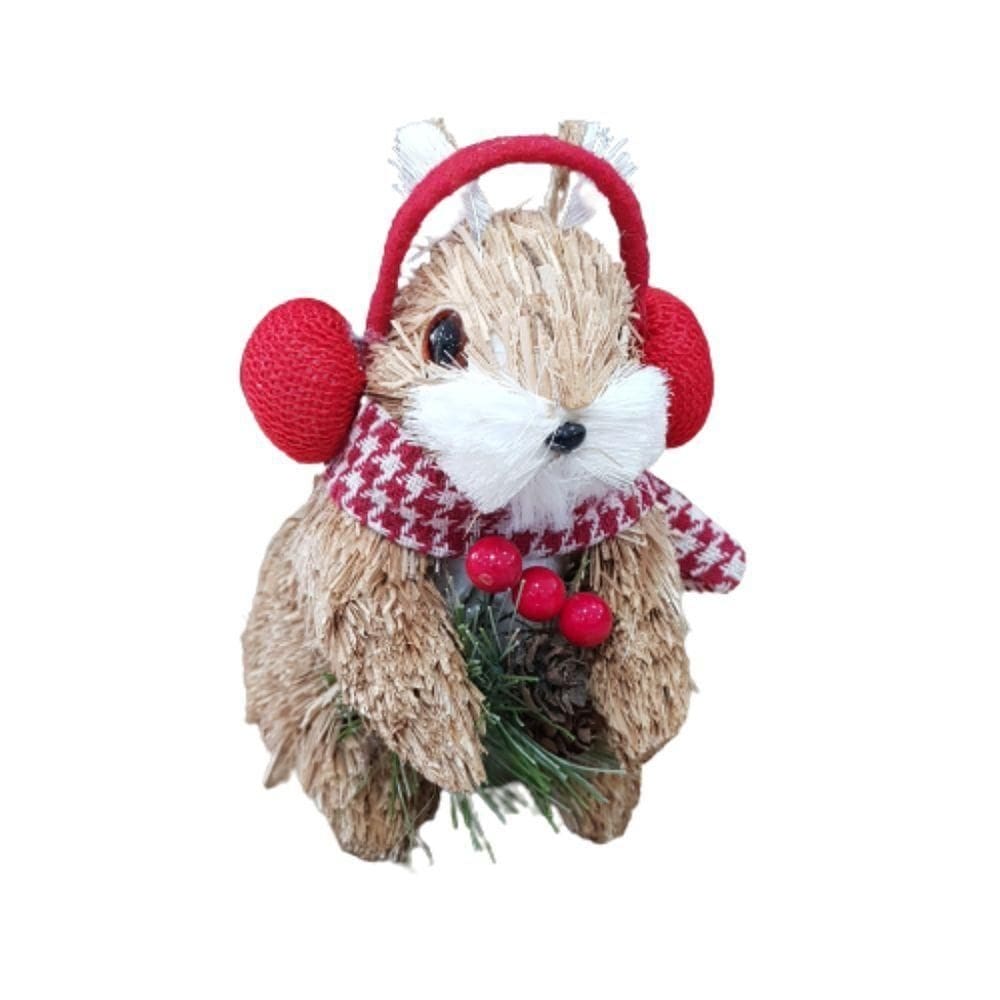 Esquilo Palha Natural Com Fone 14cm