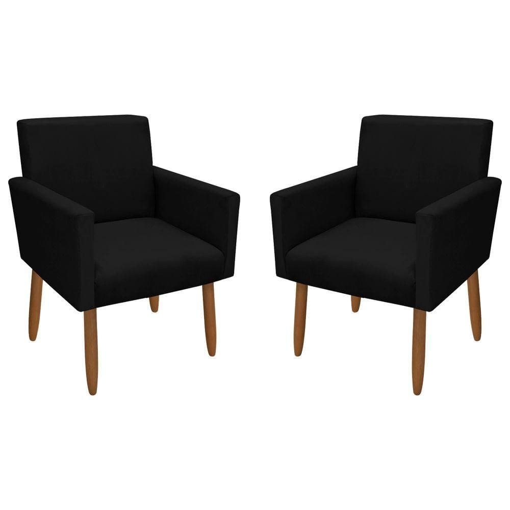 Kit 2 Poltronas Decorativa Nina Veludo Preto