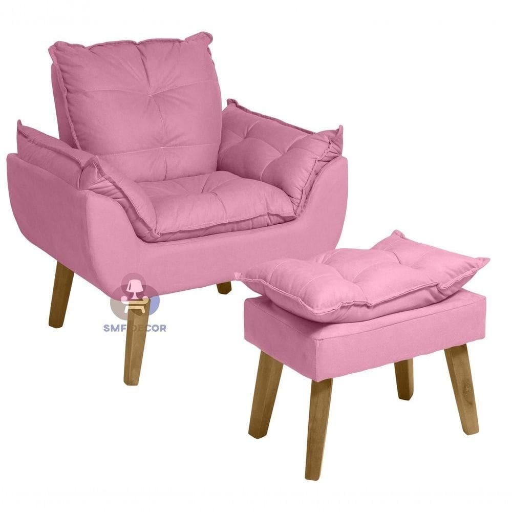 Poltrona Opala E Puff Rose Su Decor