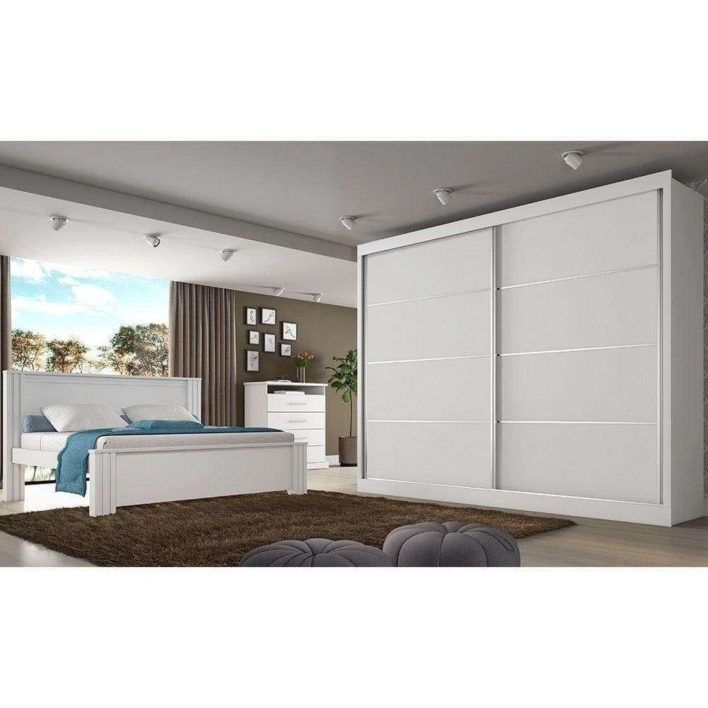 Roupeiro Verona Plus 2 Portas E 4 Gavetas Branco Acetinado