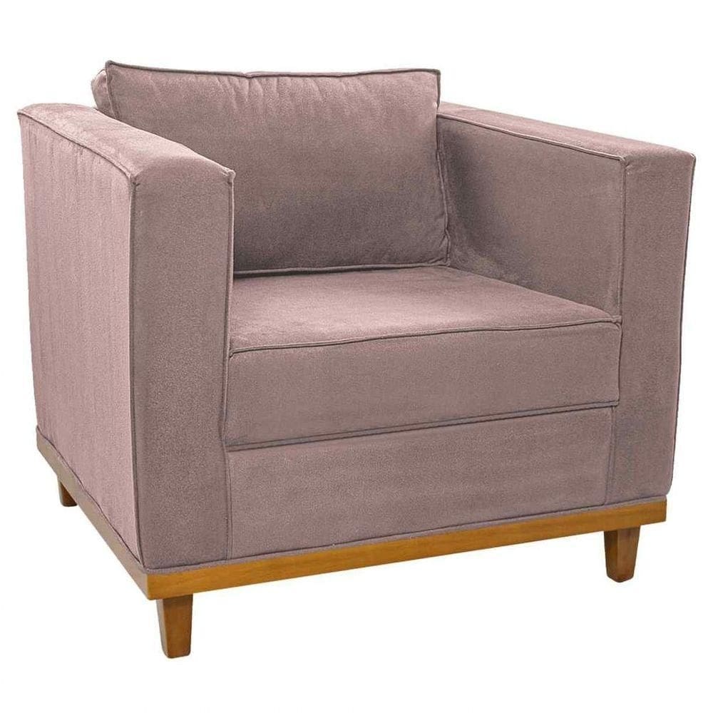 Poltrona Decorativa Europa Linho Rosê