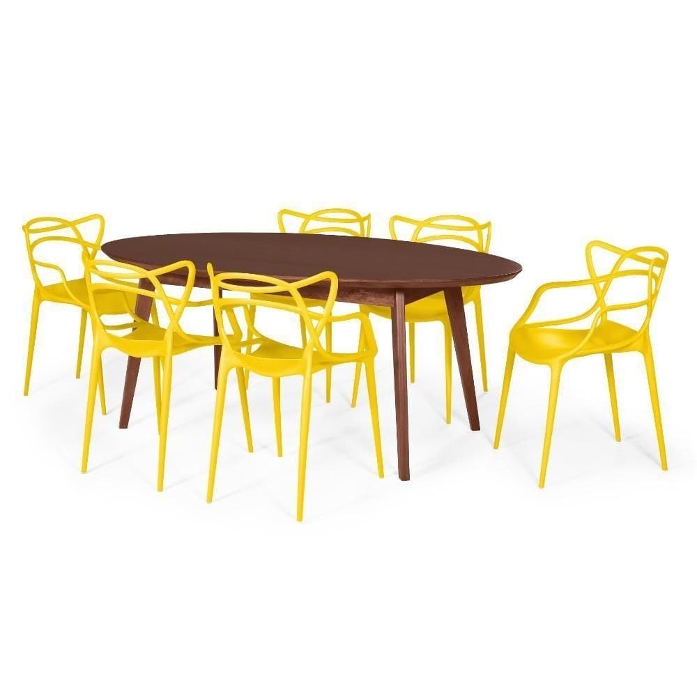 Conjunto Mesa De Jantar Oval 190Cm Com 6 Cadeiras