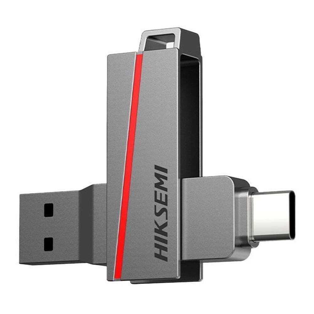 Pen Drive Hiksemi Dual Slim 64Gb Usb 3.2 Cinza
