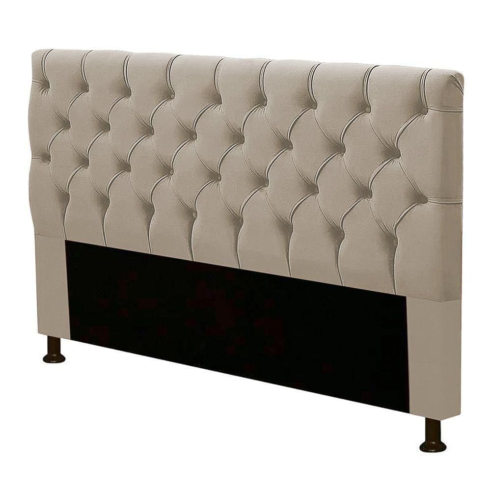 Cabeceira Box Casal King Size 195cm Corino Bege Areia