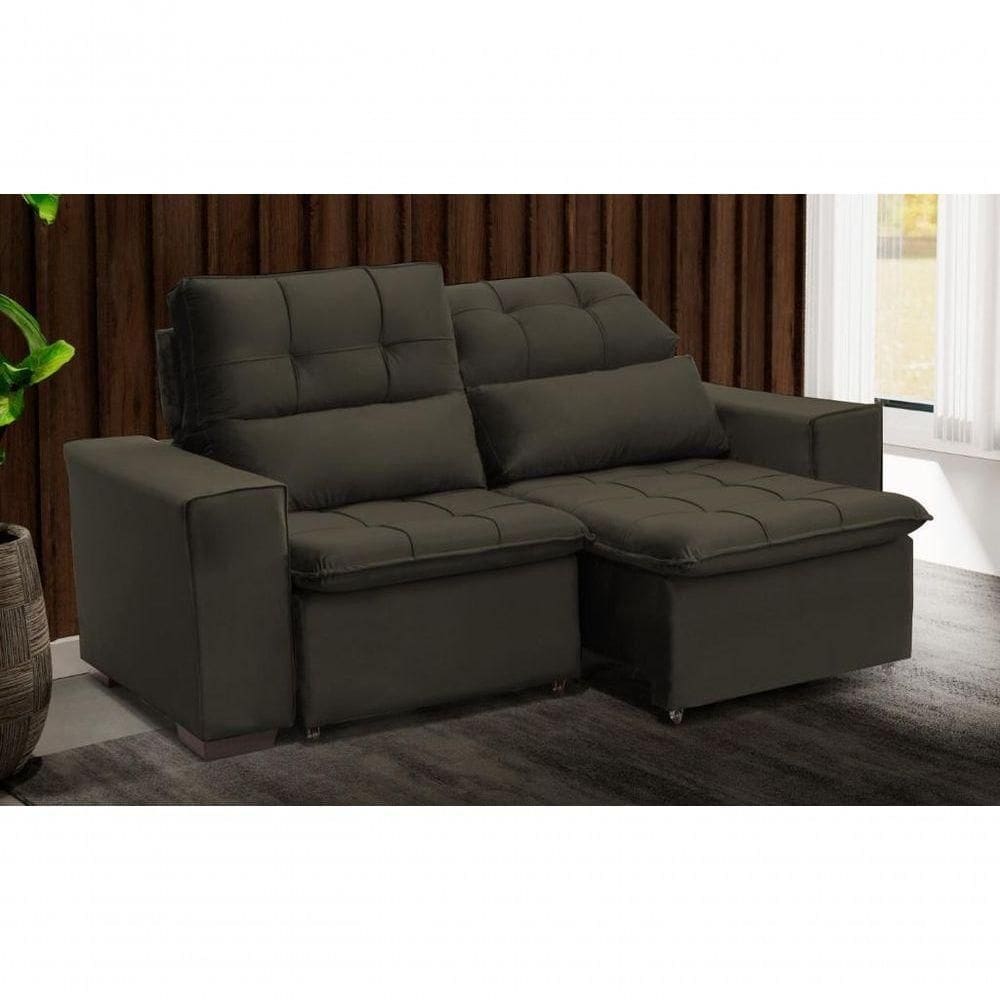 Sofá Retrátil E Reclinável 150 Cm Classic Veludo Tabaco