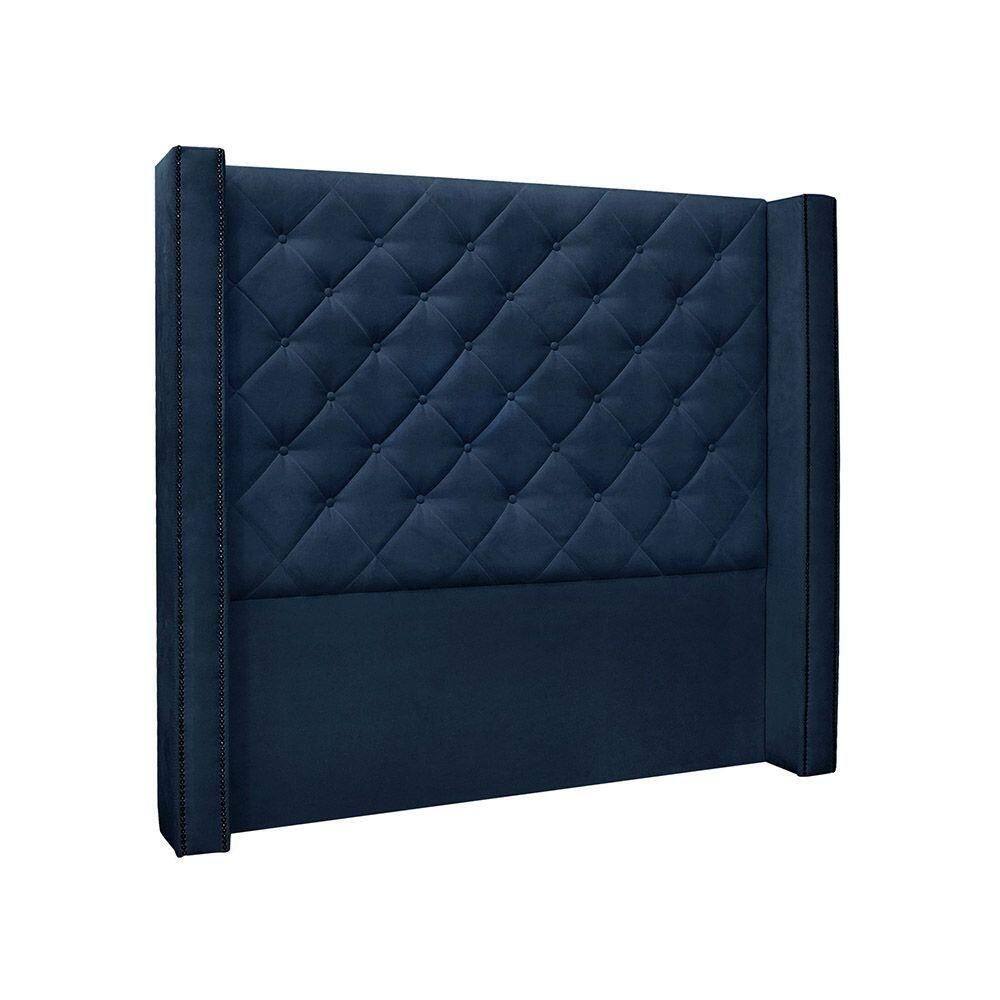 Cabeceira Casal 140 Cm Vicenza Suede Azul Marinho