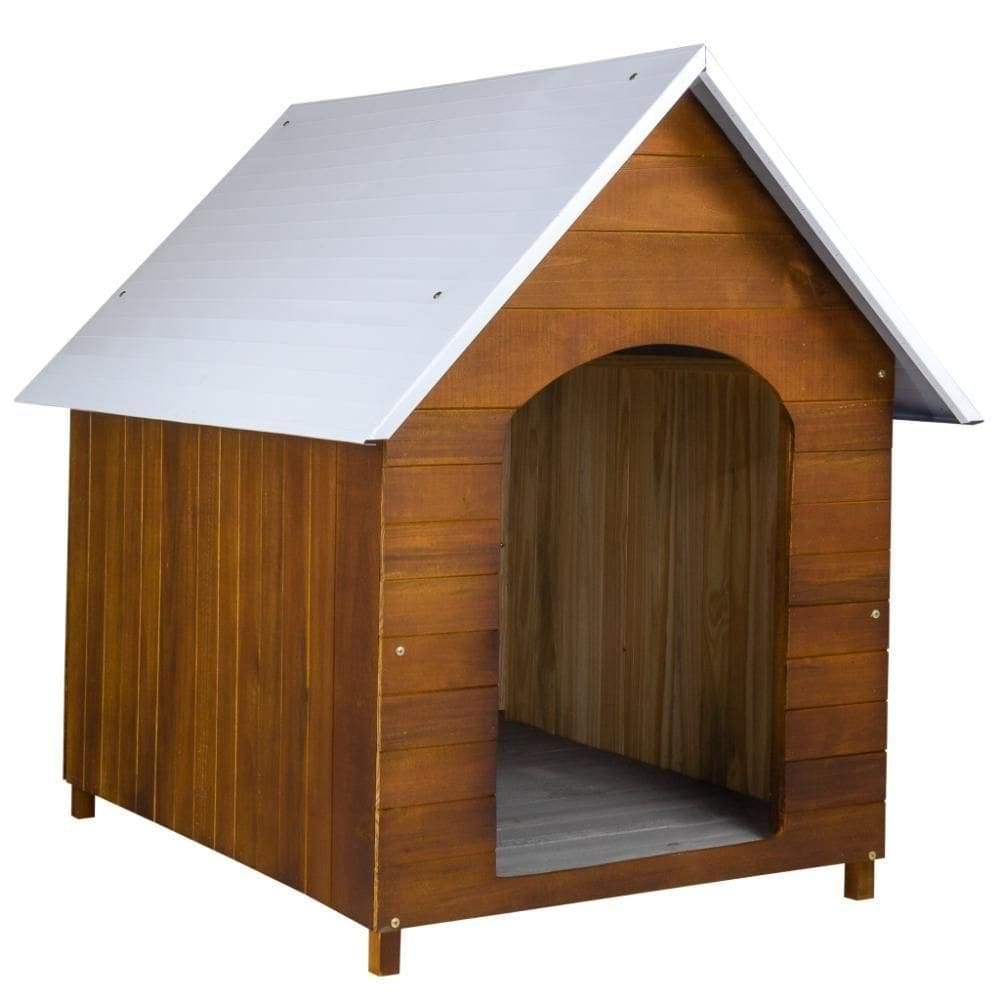 Casinha De Cachorro Telhado Galvanizado Em Madeira N° 5