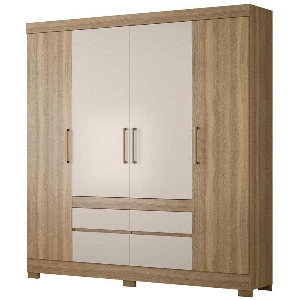 Guarda Roupa Casal 4 Portas 4 Gavetas Amendola/Off White