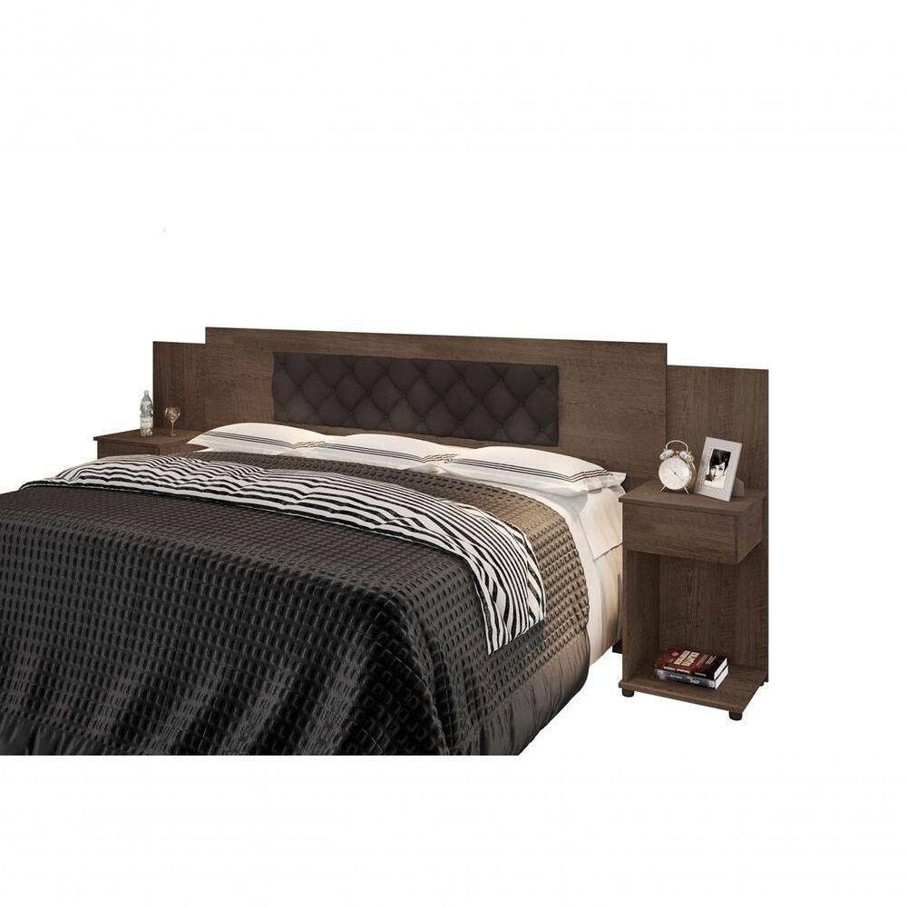 Cabeceira Box Bruna Chocolate Com Capitonê Marrom