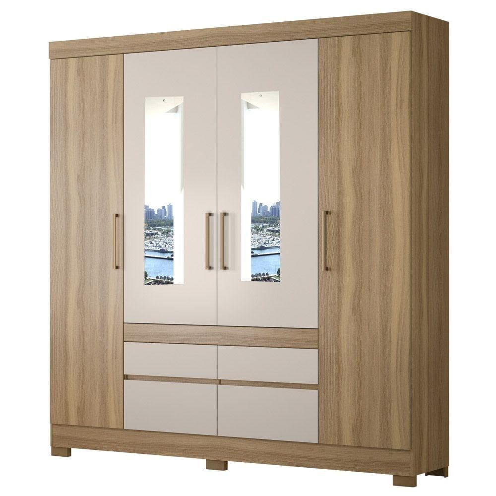 Guarda Roupa Casal 4 Portas 4 Gavetas Amendola/Off White