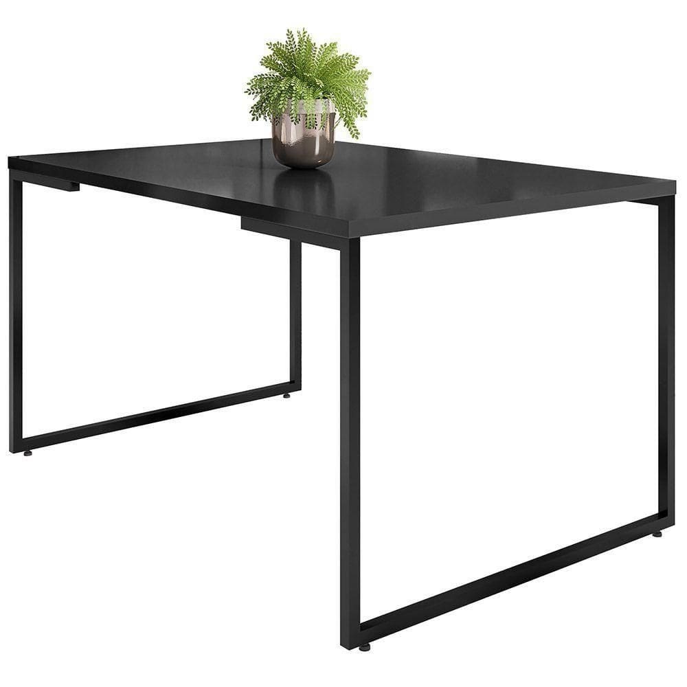 Mesa De Jantar 4 Lugares Retangular 136 Cm Preto Fosco